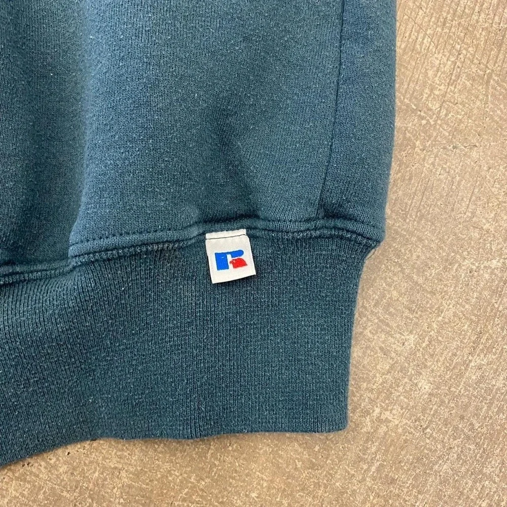 Vintage 90s Russell Athletic Green Quarter Zip Blank Crewneck Sweatshirt Size XL